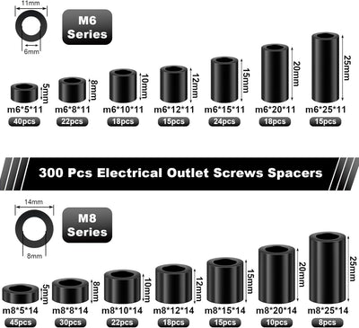 Kit 300 Pzas Espaciadores Redondos Negro M6 M8