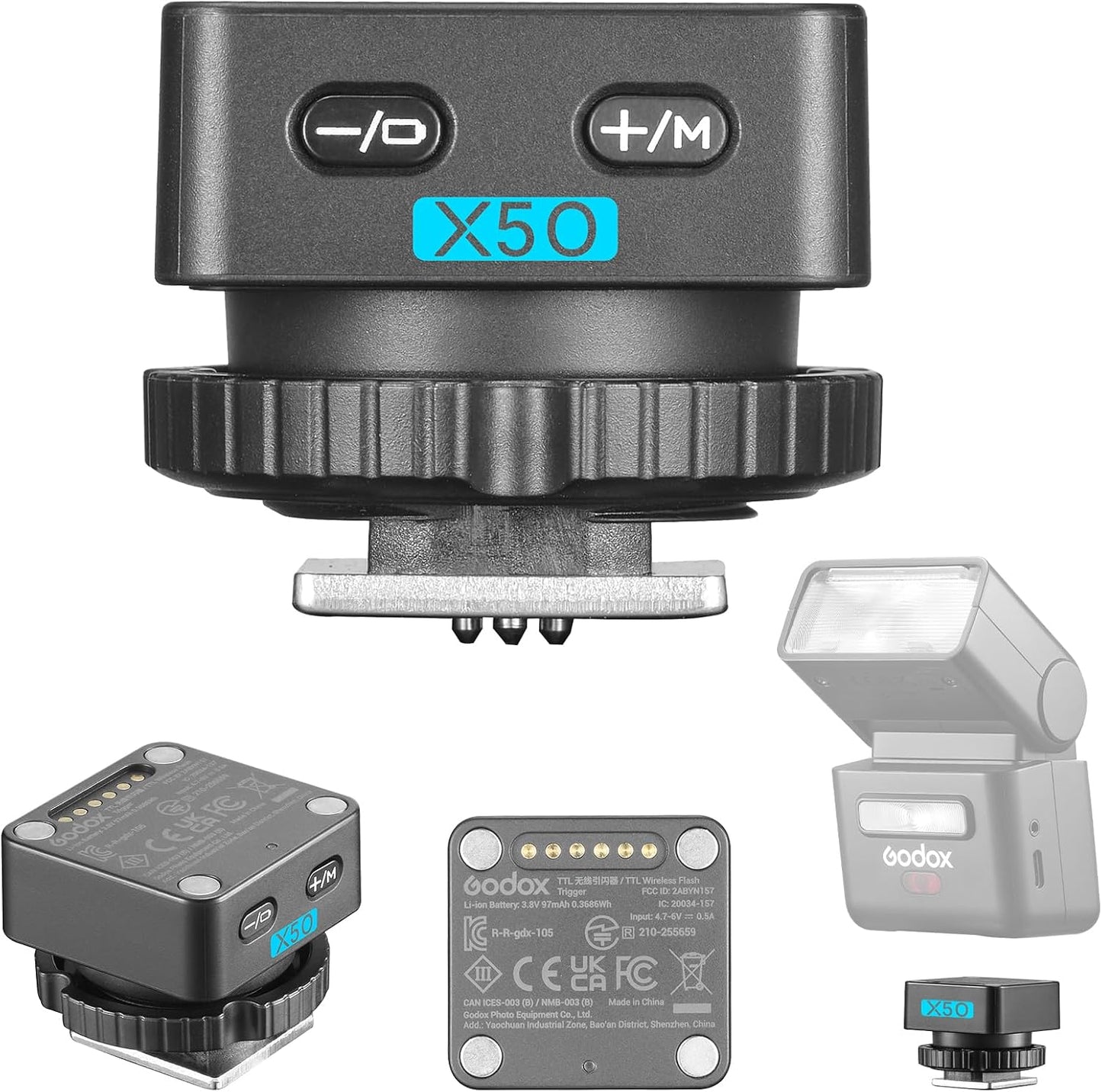Disparador flash X5O TTL zapata magnética 2en1
