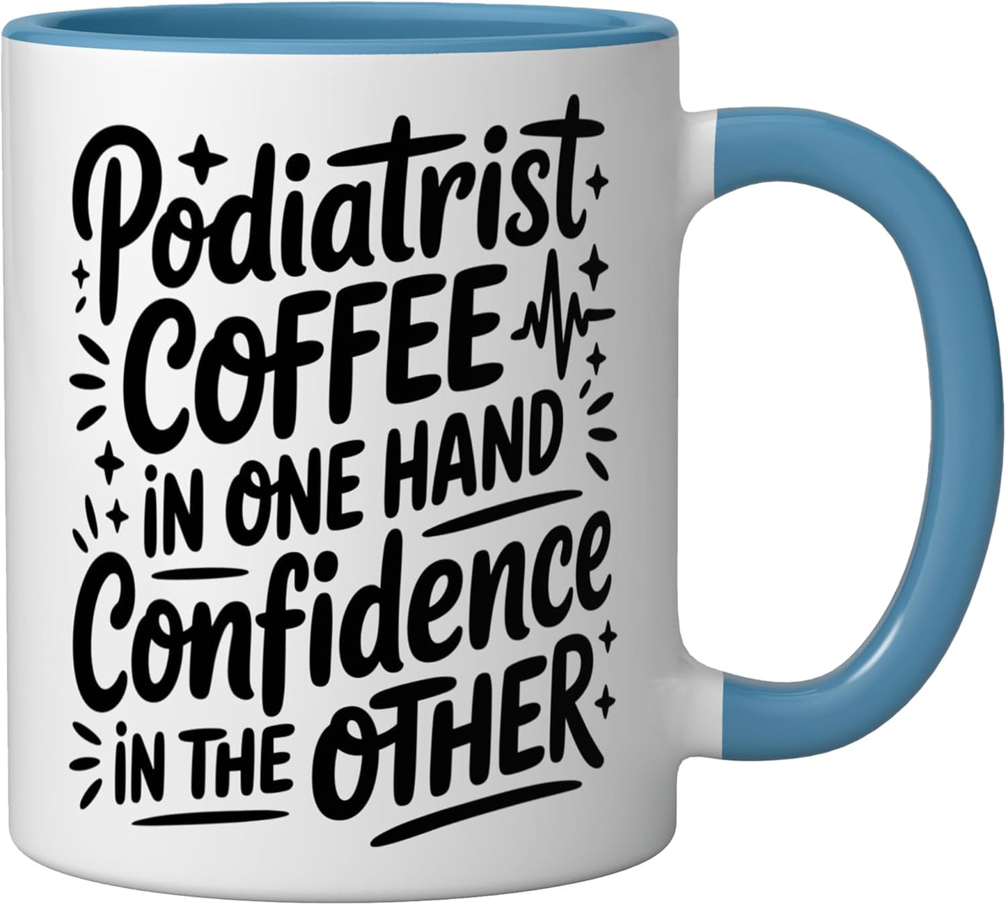 Taza Cerámica para Podiatría de Un Solo Mano Azul/Blanco