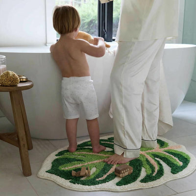 Alfombra baño Monstera hojas verdes antideslizante absorbente