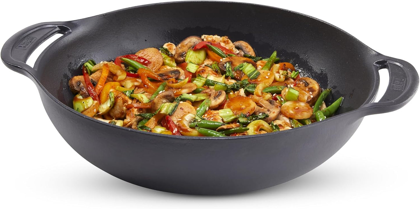 Wok hierro fundido esmaltado 6qt con cesta vapor Weber