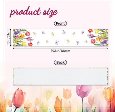 Camino mesa tulipanes patrón mariposa rosa amarilla 13x72pulg