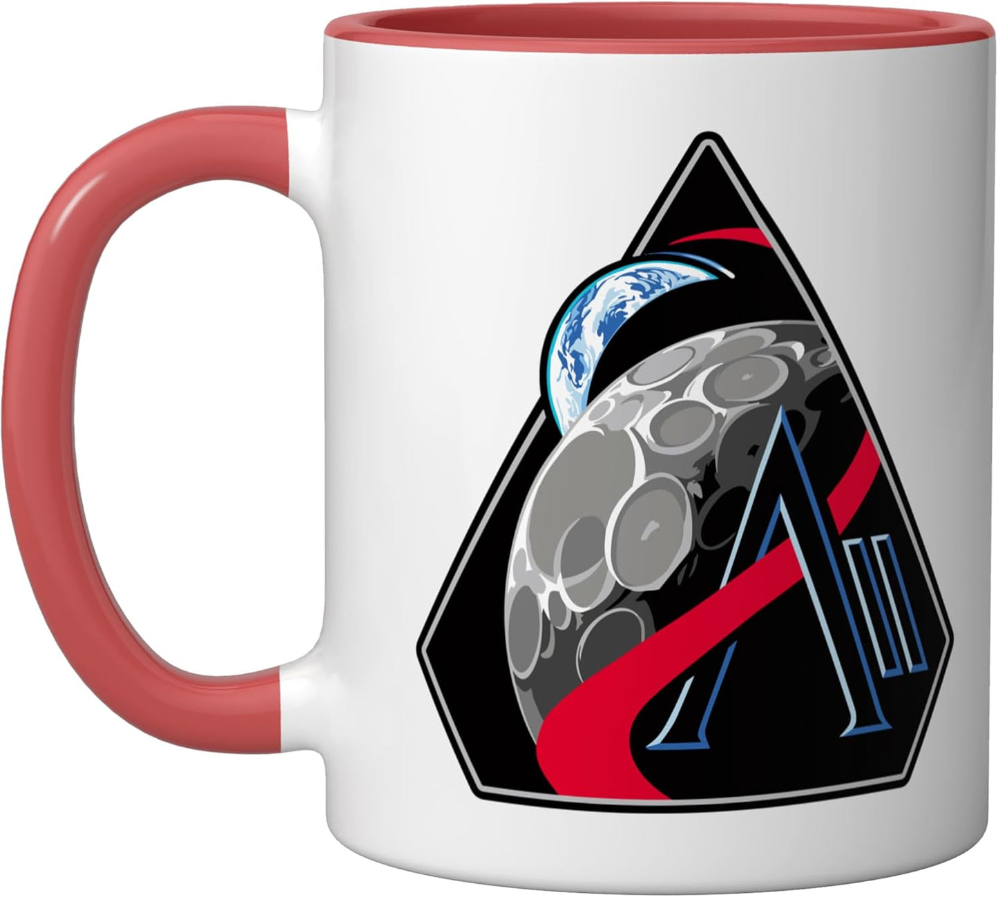 Taza de cerámica Artemis 2 con patch orbital rojo blanco