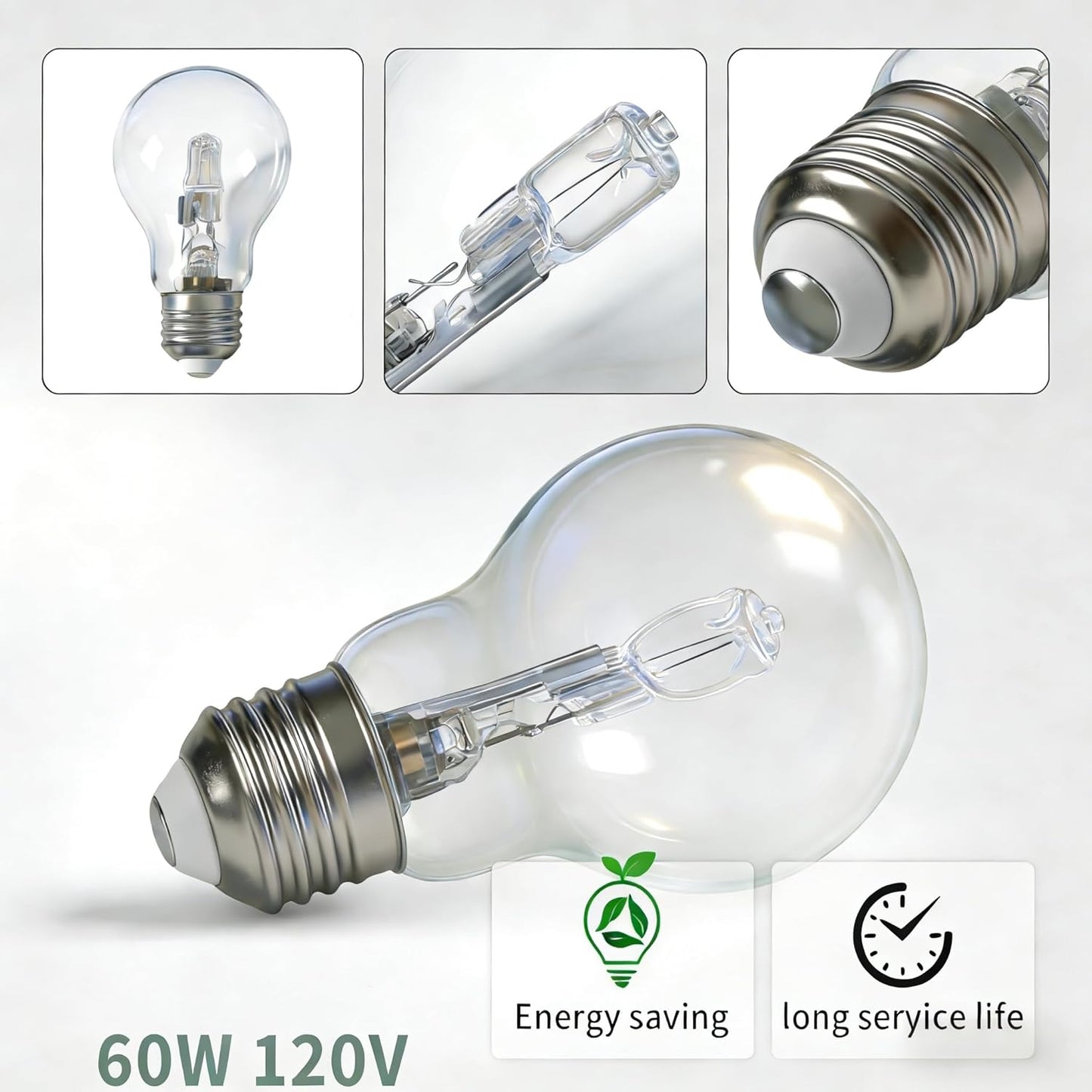 Bombilla halógena A19 E26 60 W luz blanca cálida