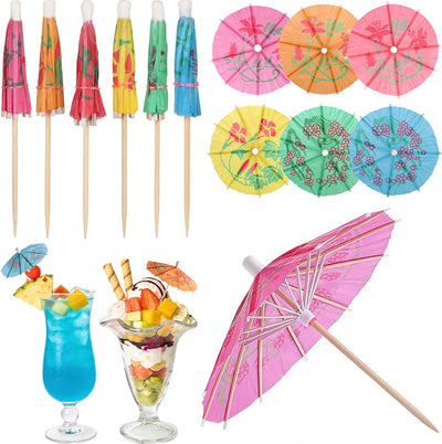 4 Pzas Mini Paraguas Bebida Decoración Fiesta Tiki