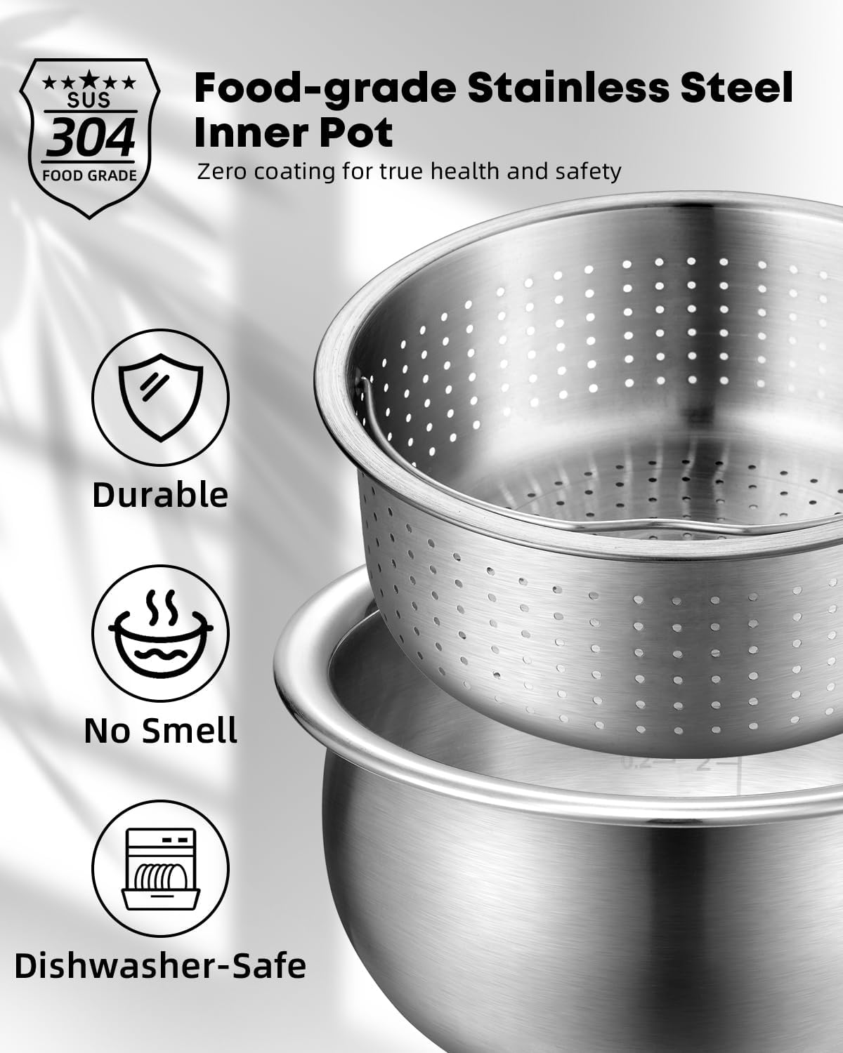 Olla arroz baja carbohidratos acero inox 5 tazas LED