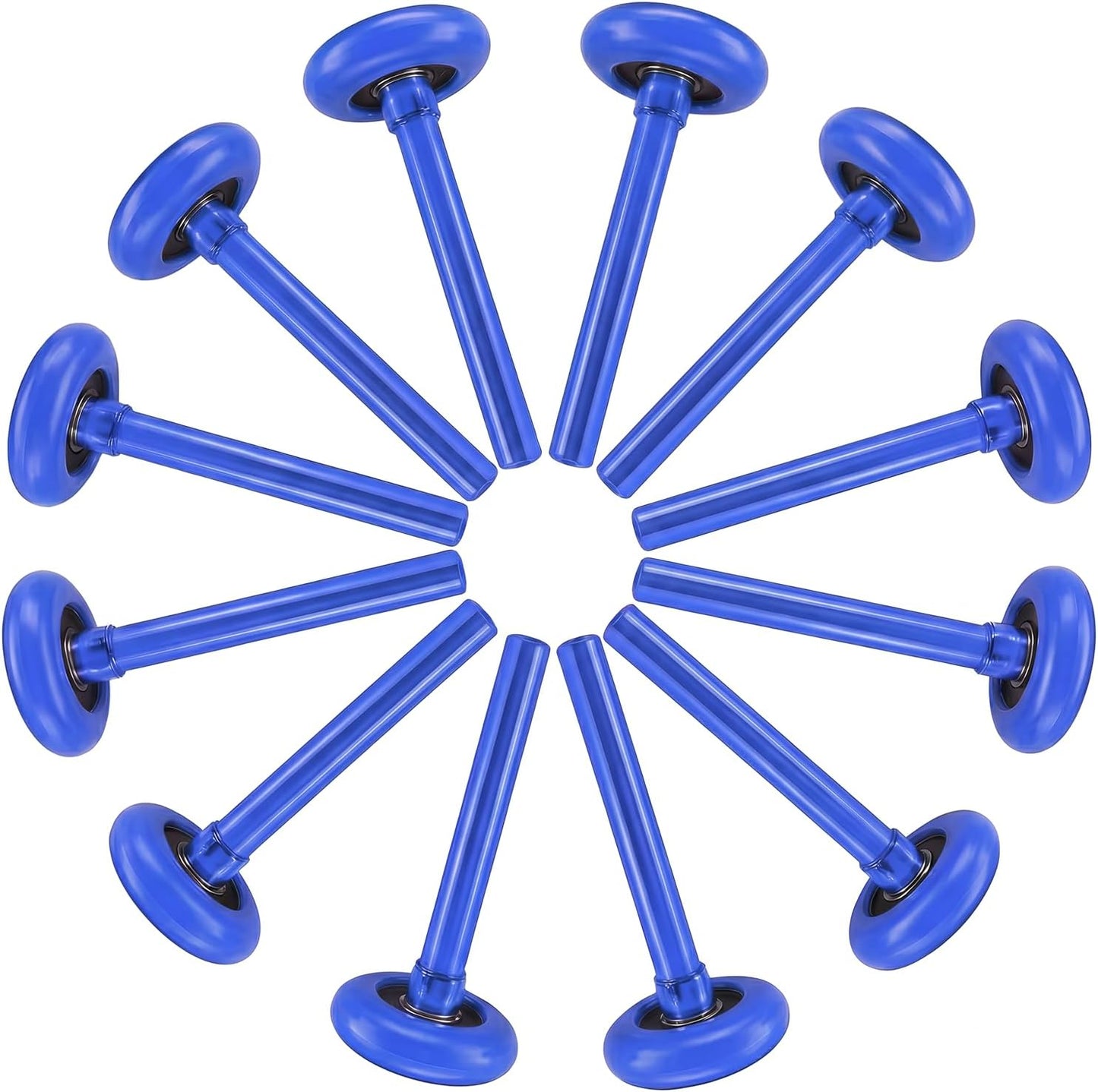 12 Rodillos Puerta Garaje 2pulg Vástago 4pulg Silenciosas Azul