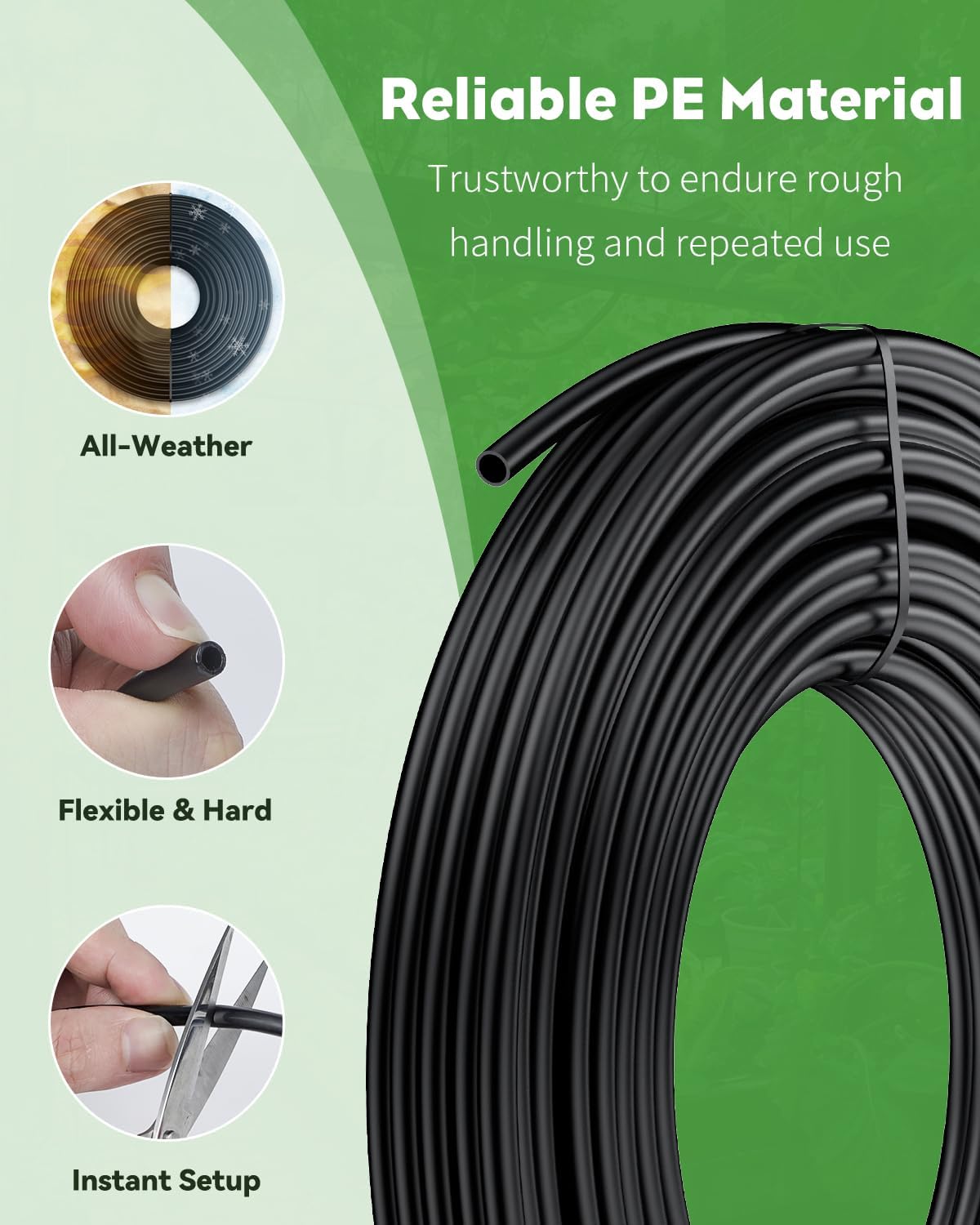 Tubo riego goteo 25ft 1/4 polietileno negro