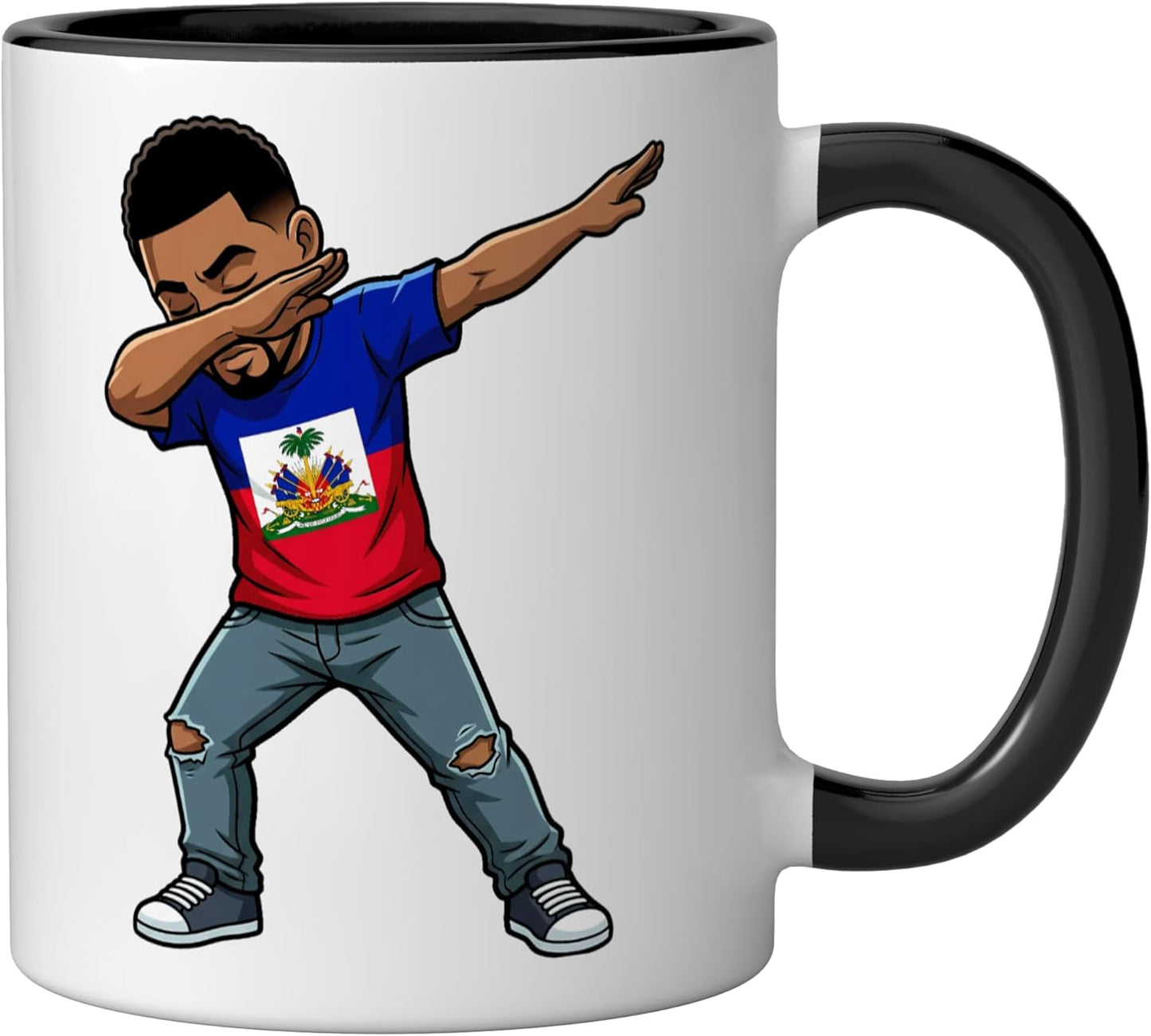Taza Cerámica Haití con Estilo Dab Negro/Blanco
