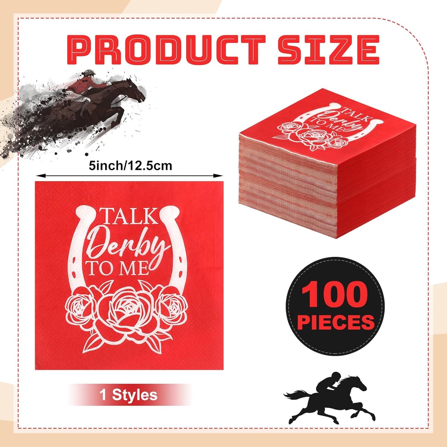 Servilletas de cóctel Derby con rosas rojas Kentuck Talk