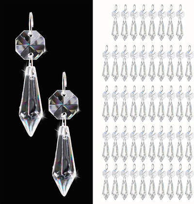 50 Pzas Cuentas Cristal Lágrima 6cm para Lámpara Colgantes