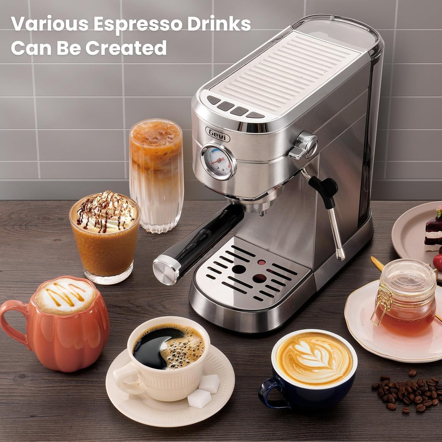 Máquina Espresso 20 Bar Acero Inox Compacta Capuchino