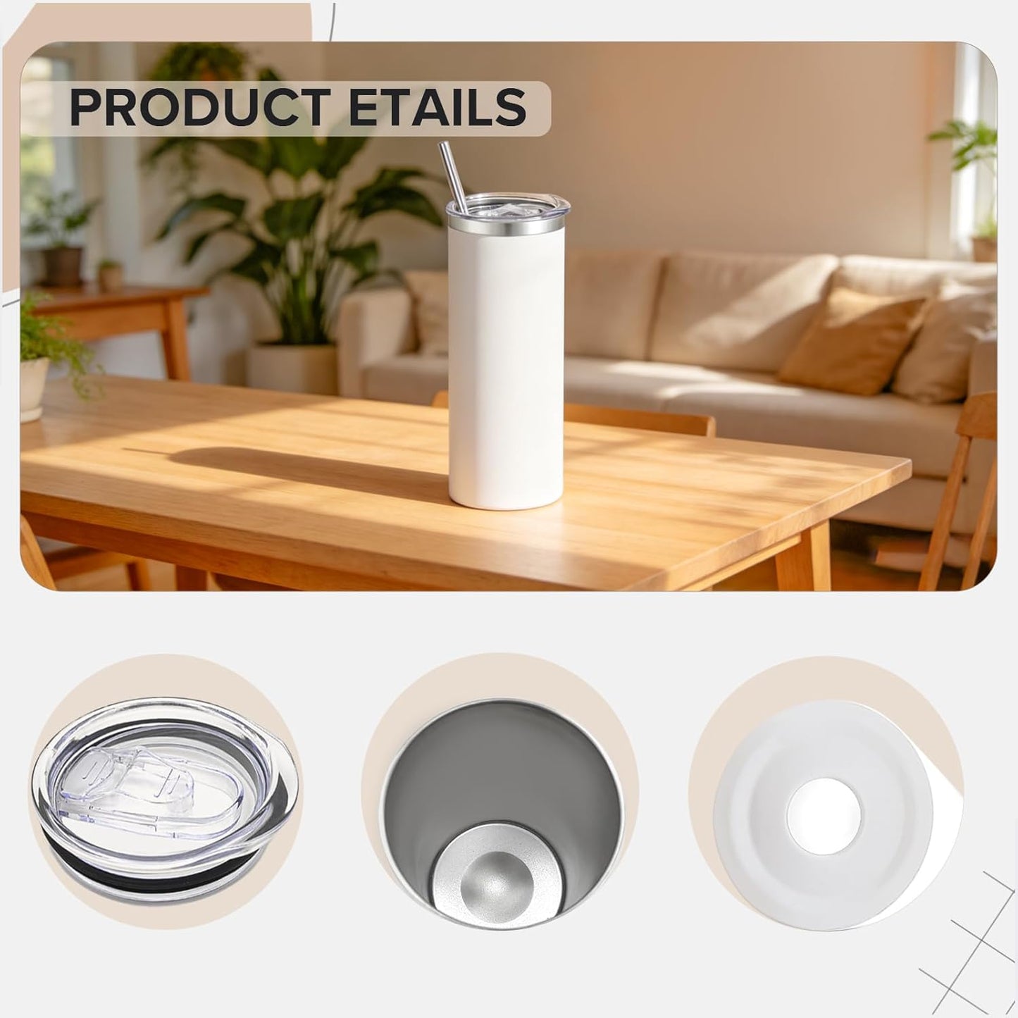 16 Vasos Acero Inox Doble Pared 20oz Con Tapa