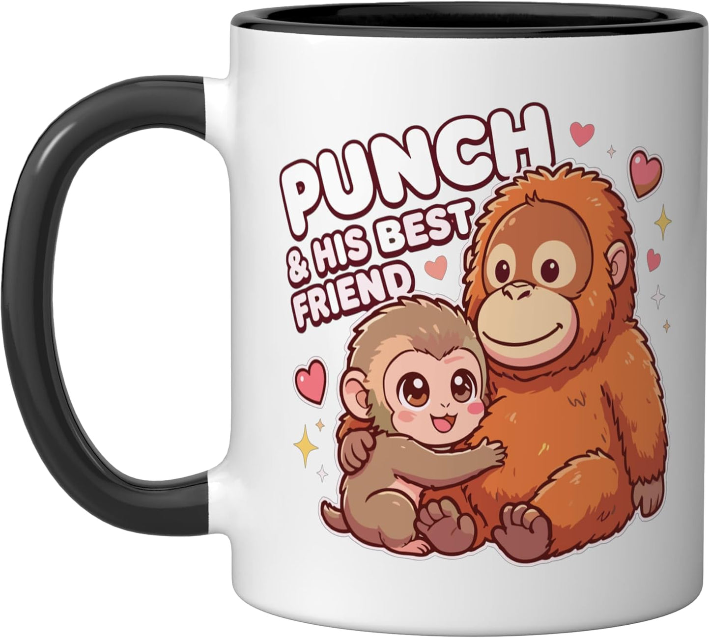 Taza cerámica Punch y su mejor amigo Kun bebé mono negro/blanco