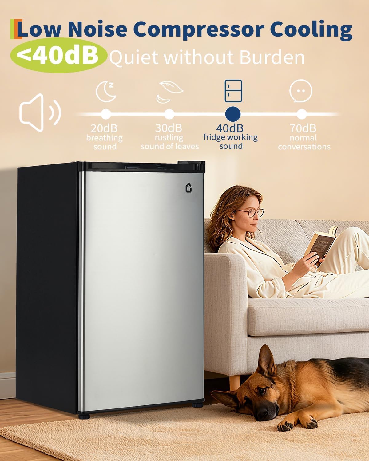 Mini refrigerador con congelador 4.5 pies cúbicos gran capacidad