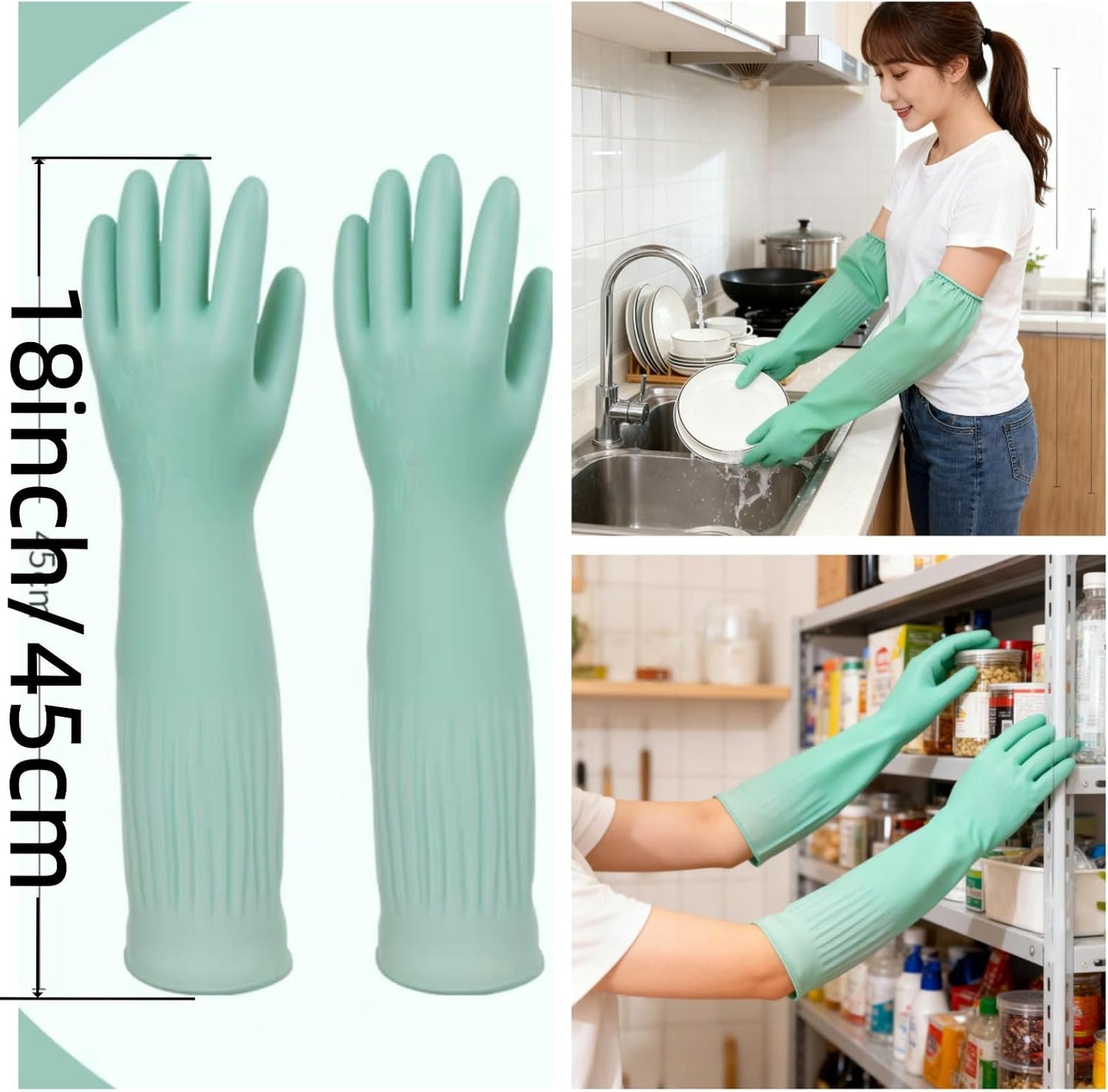 Guantes látex impermeables antideslizantes 18pulg cocina