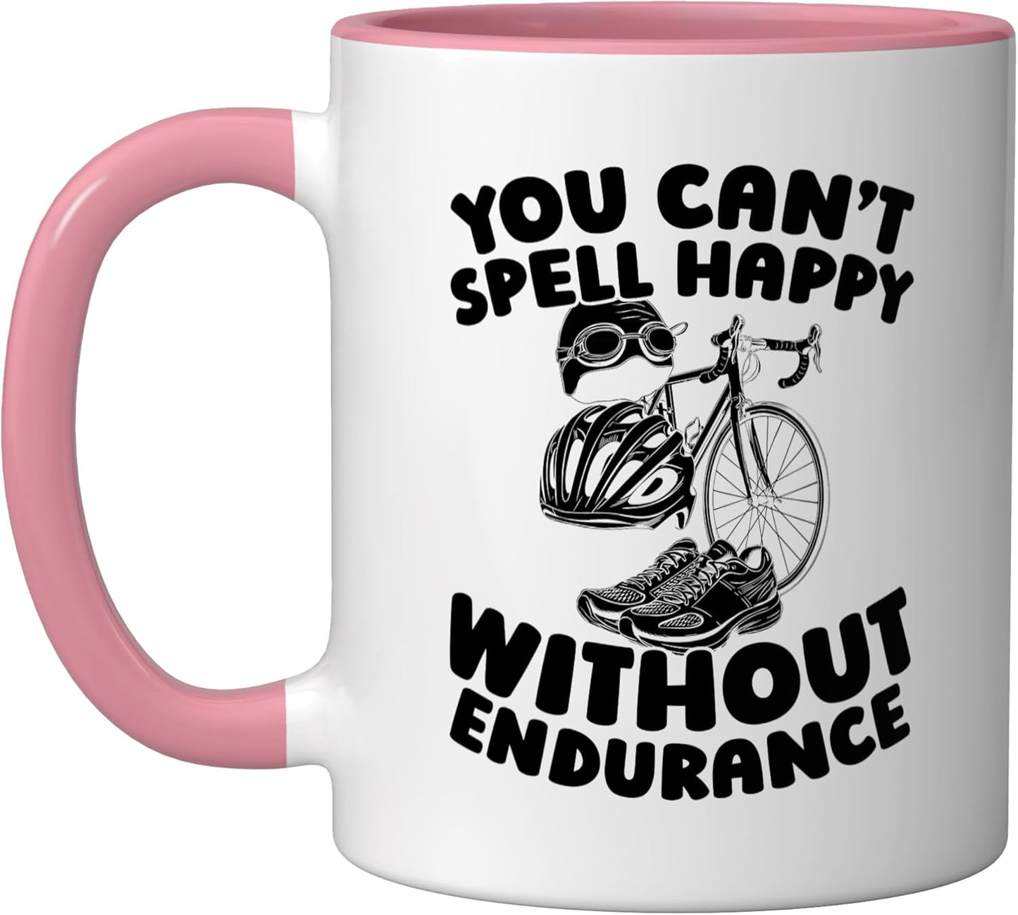 Taza Cerámica Triatlón Correr Nadar Ciclismo Rosa/Blanco