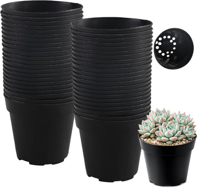 Set 50 Macetas Plástico 4pulg con Agujeros Drenaje Vivero