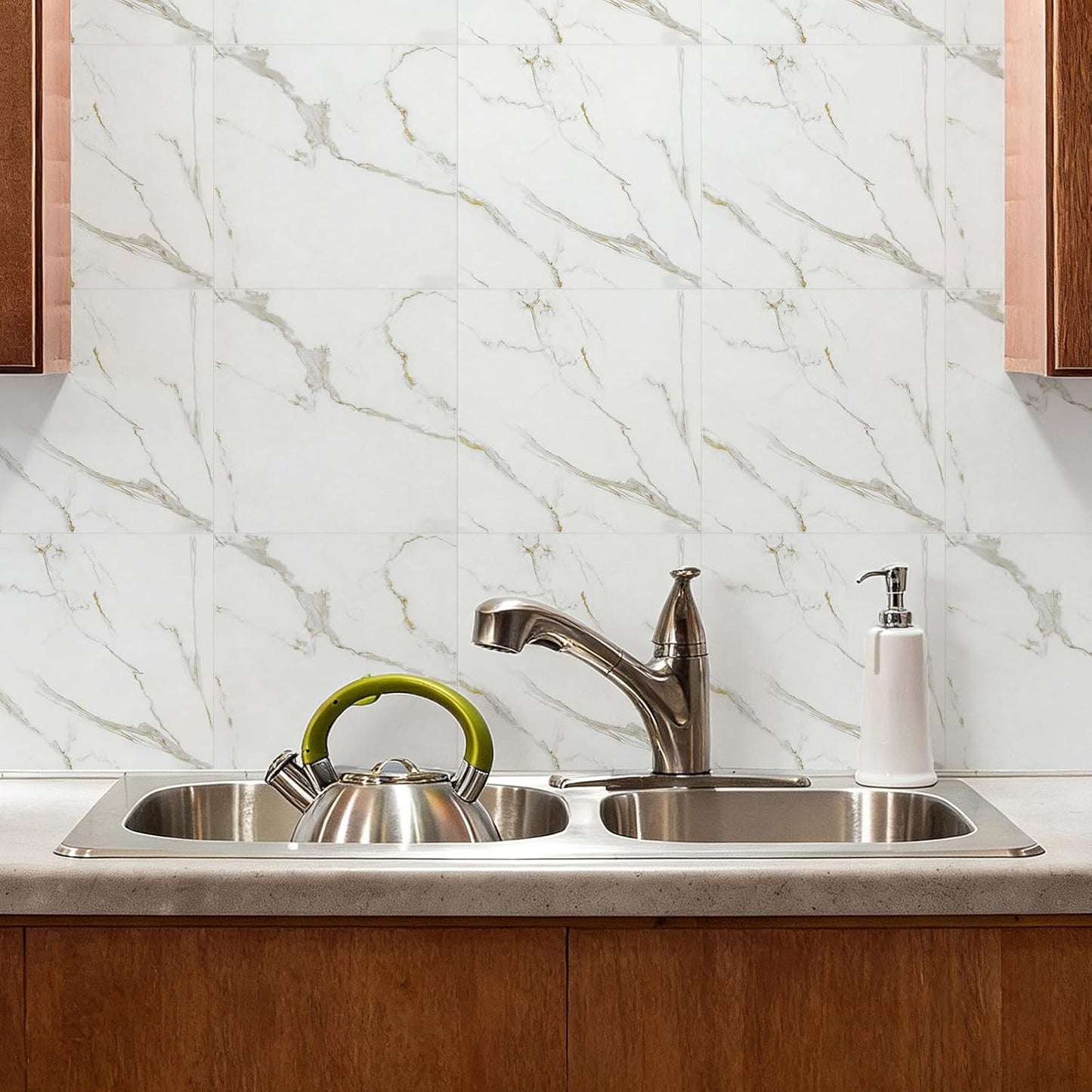 Azulejos autoadhesivos PVC 12x12pulg mármol para cocina ducha
