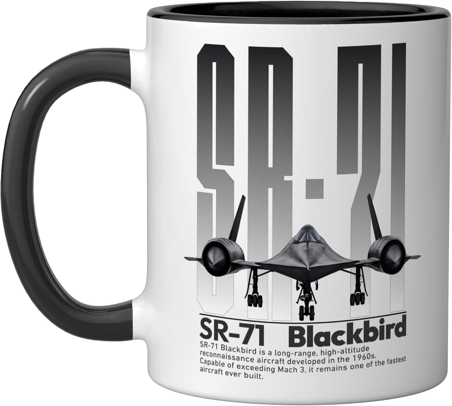 Taza Cerámica Avión Espía SR71 Negro/Blanco