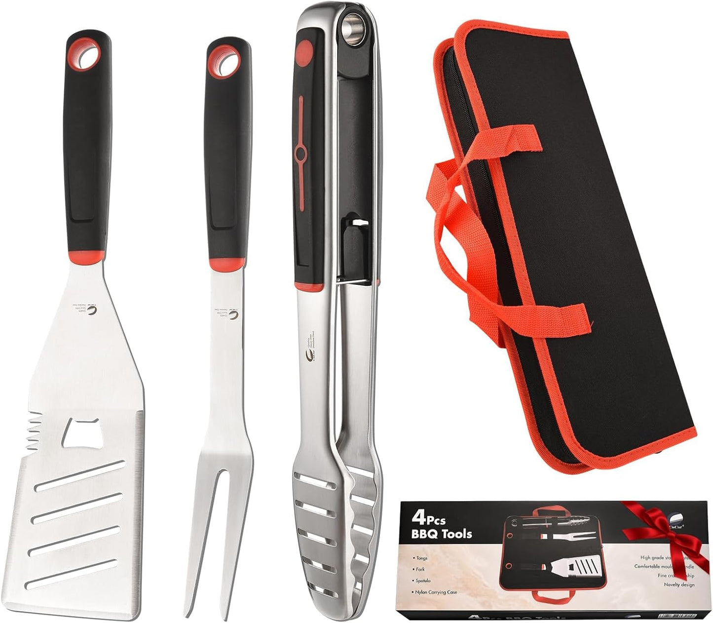Juego 4 Pzas Herramientas Barbacoa Acero Inox