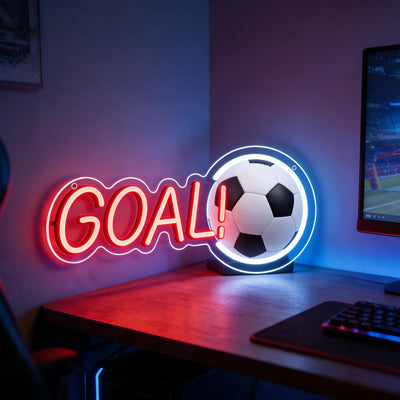 Letrero neón fútbol luz LED 16pulg decoración dormitorio niño