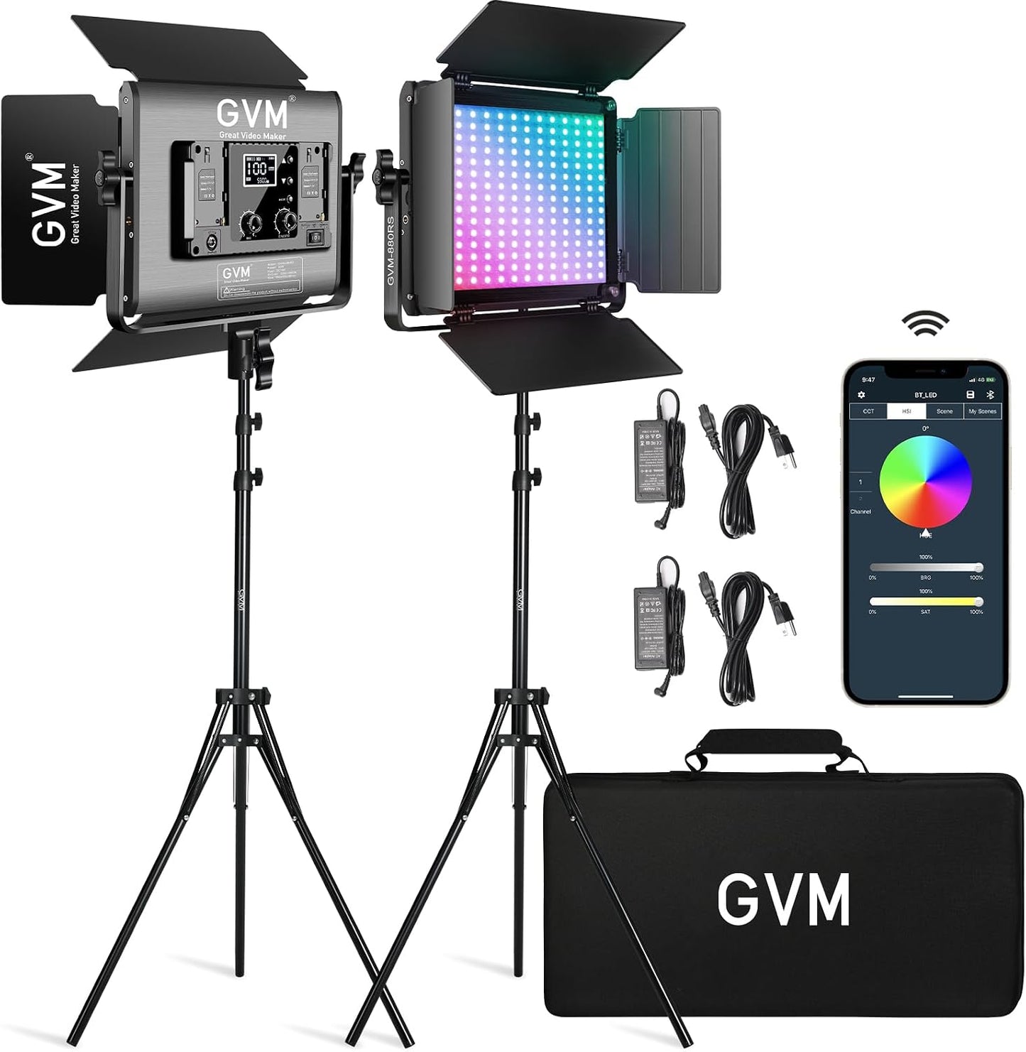 Luz LED RGB estudio 60W con Bluetooth 2 paquetes 880RS regulable