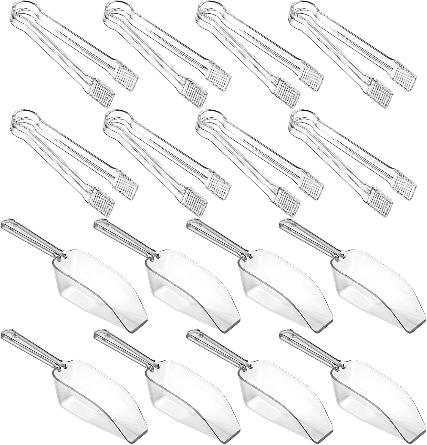 24 cucharas y pinzas de plástico para hielo servir y cocina mini transparente para dulces postres bufé café