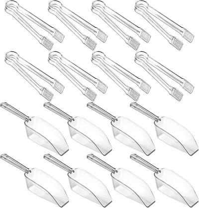 24 cucharas y pinzas de plástico para hielo servir y cocina mini transparente para dulces postres bufé café