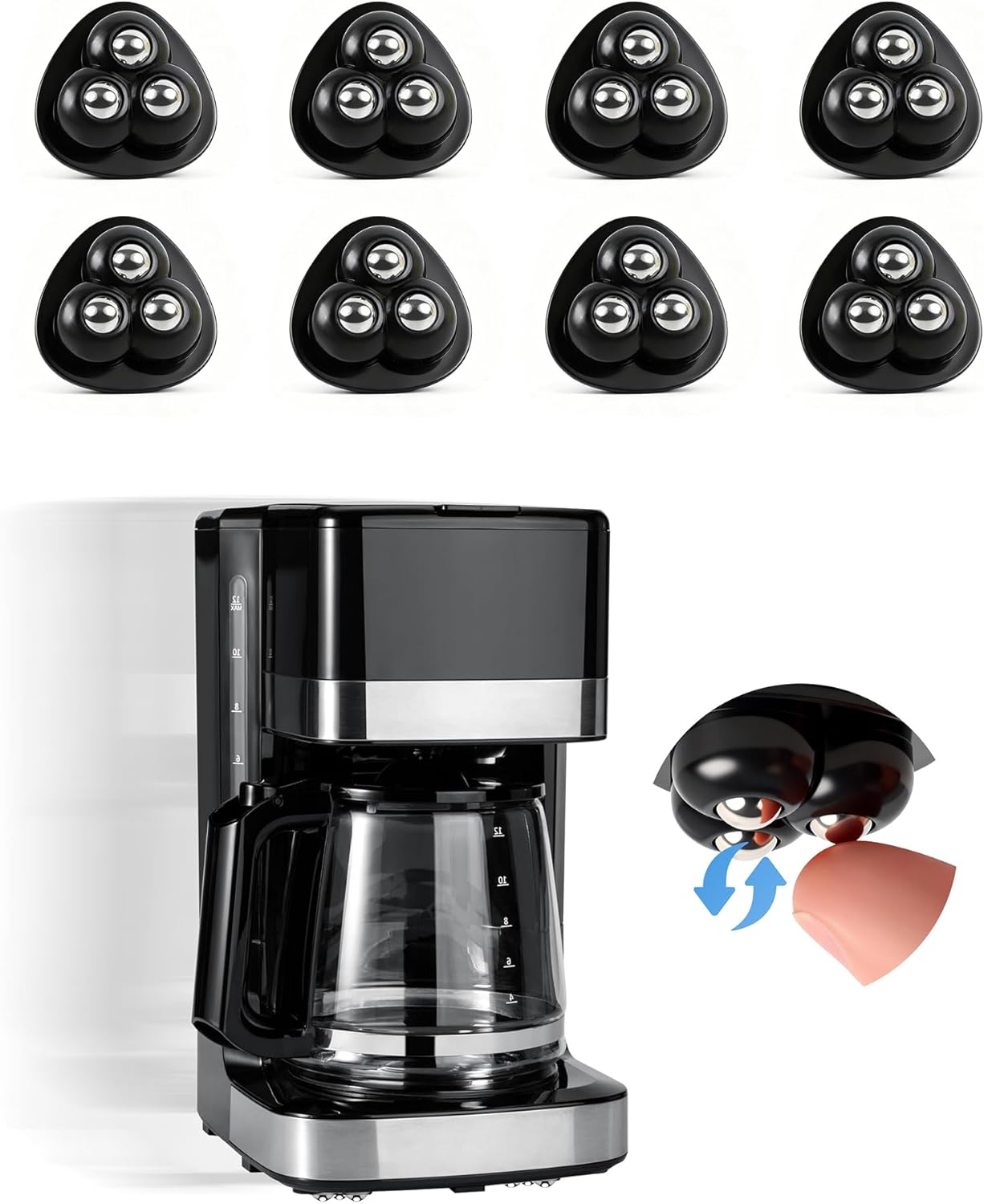 8 Ruedas Giratorias 360° Adhesivas para Electrodomésticos