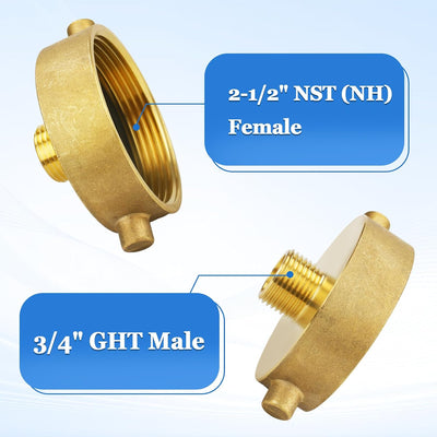 Adaptador hidrante latón 2-1/2pulg NST x 3/4pulg GHT