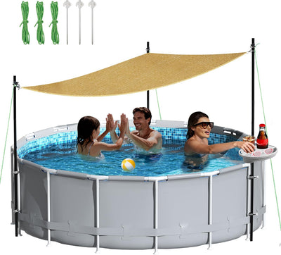 Juego parasol piscina suelo con bandeja 13x13x13ft tela UV