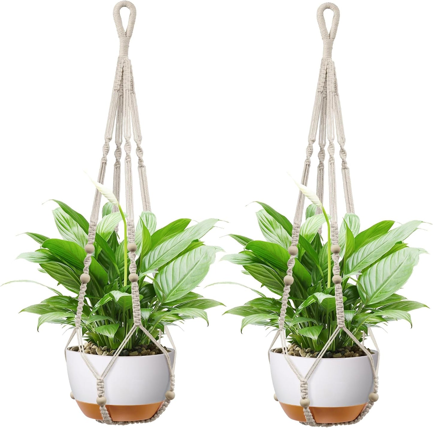 Colgador macramé para macetas 4-13pulg 35pulg set 2 marfil