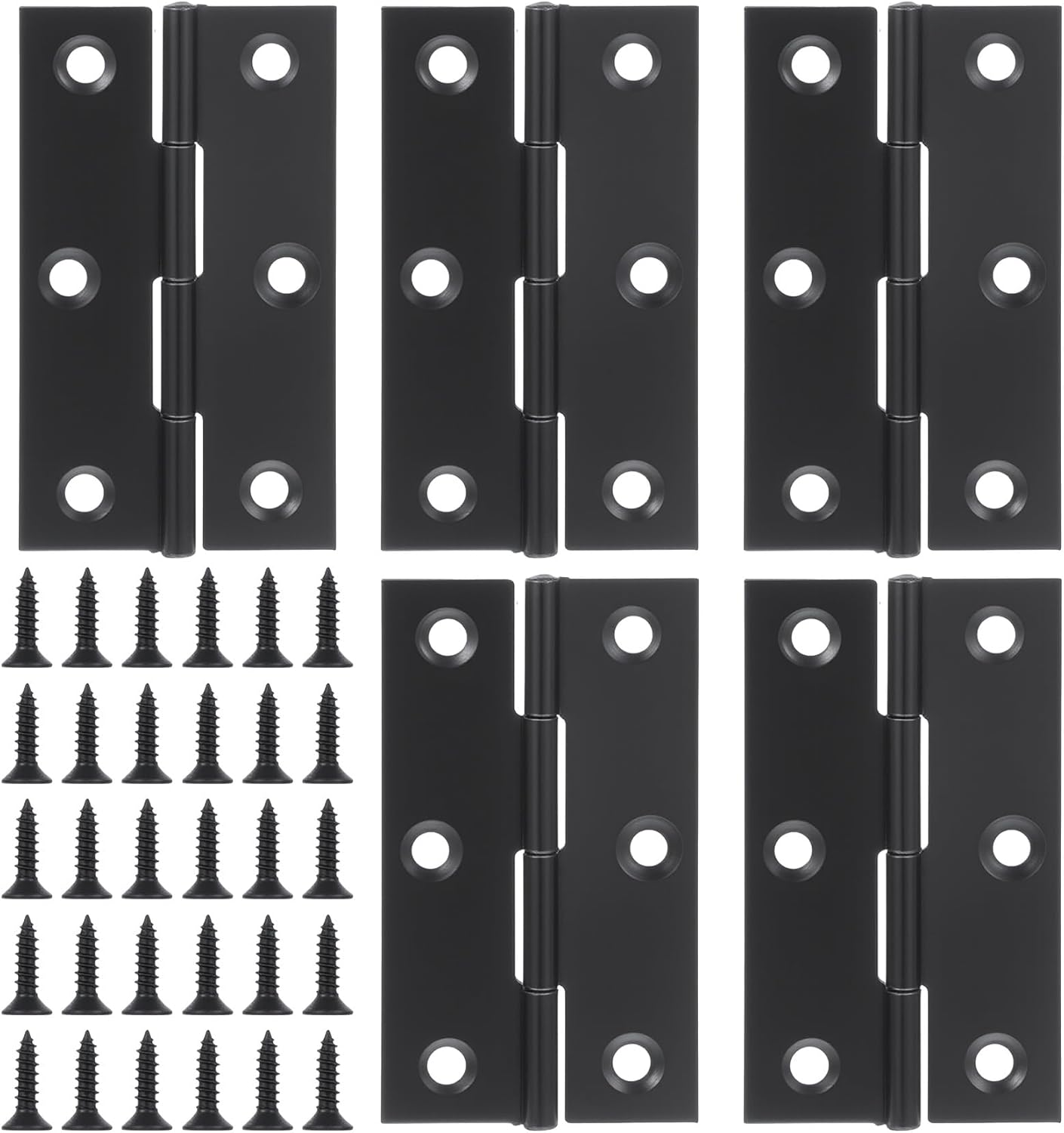 5 Bisagras Negras 2.5pulg Plegables para Puertas Pequeñas Muebles