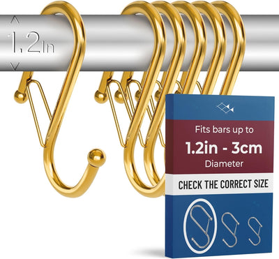 6 Ganchos Metal Forma S Hebilla Seguridad para Barras 1.2pulg