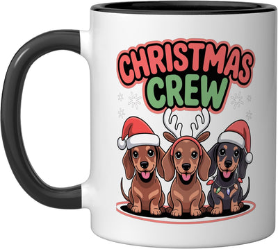 Taza cerámica navideña perro salchicha divertida negra/blanca