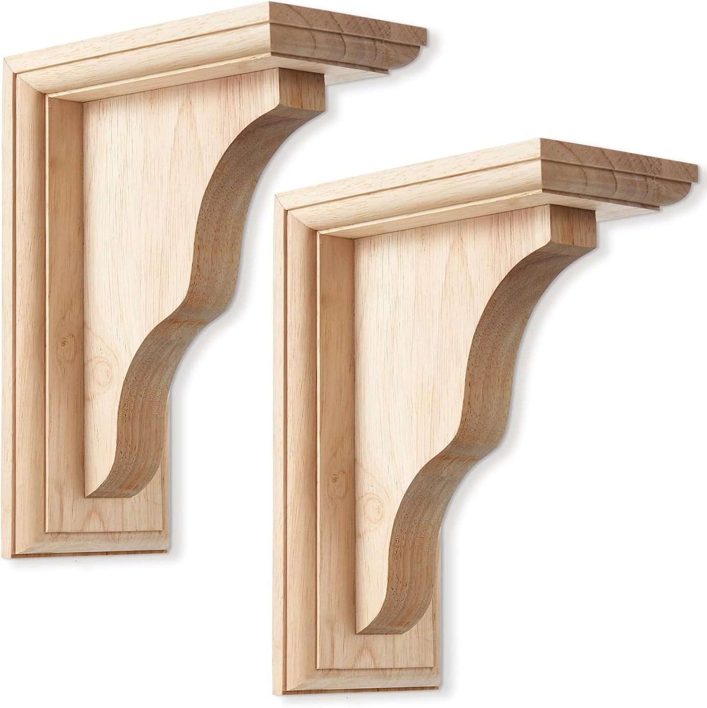 Set 2 Ménsulas Madera Maciza Sin Terminar 2.25x5pulg