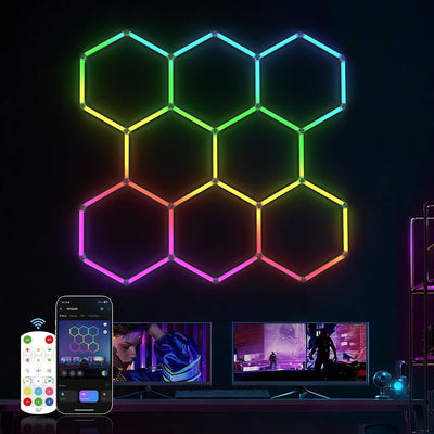 Luces garaje hexagonales 8 LED con app y control remoto