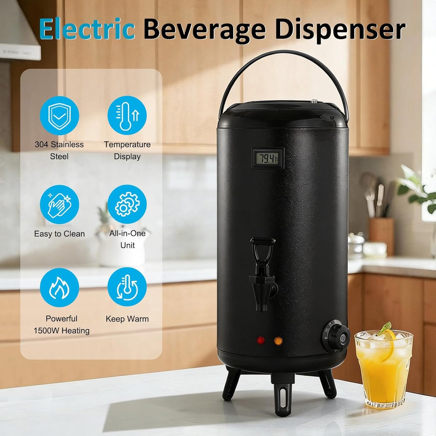 Dispensador bebidas caliente acero inox 12L con espita