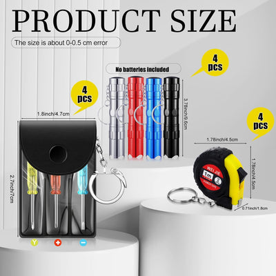 Set 12 Llaveros Cinta Métrica con Destornillador Led Regalo Hombres