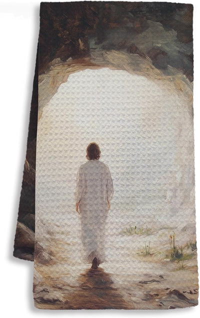 Toallas de cocina de Pascua con texto He is Risen 16 x 24 pulgadas