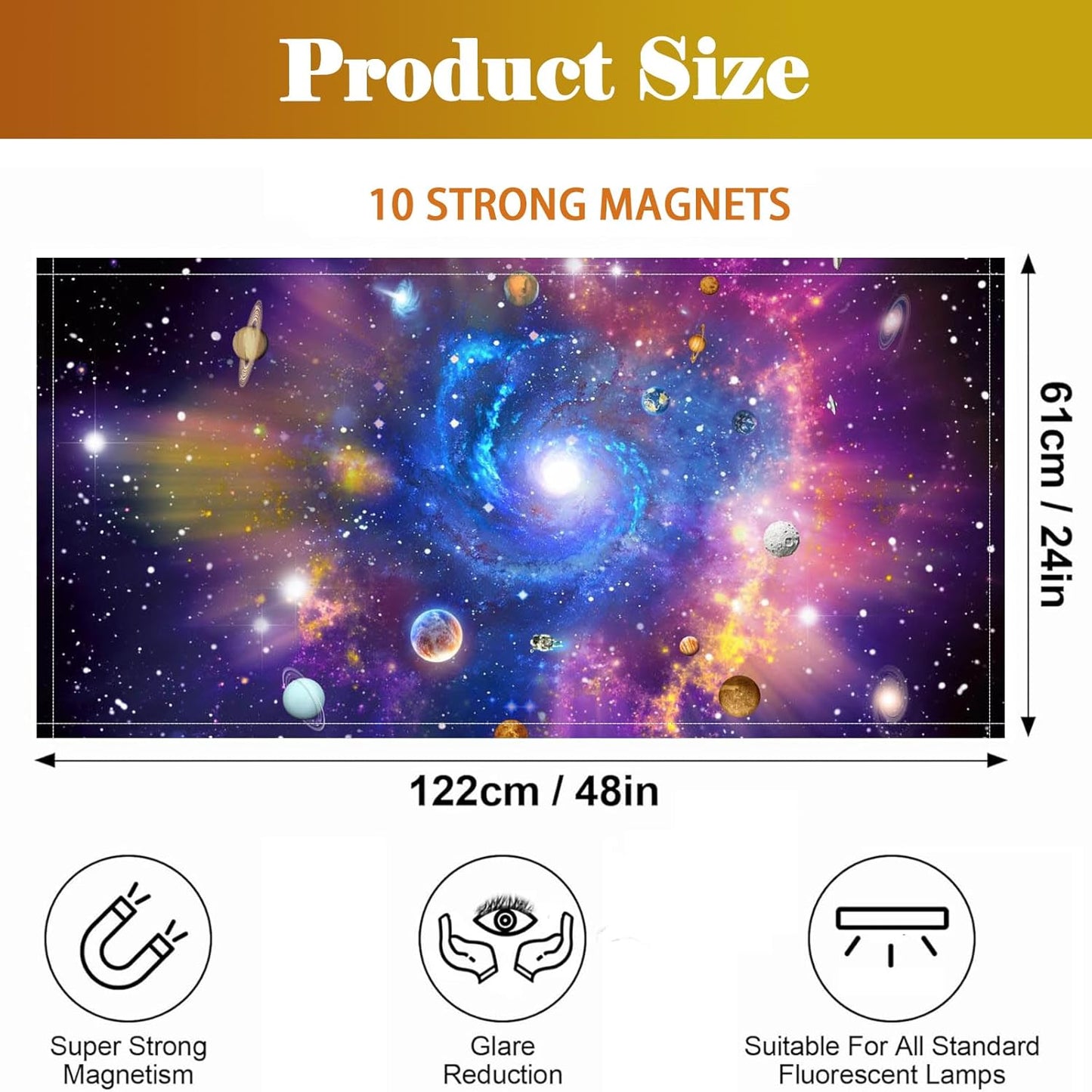 2 Cubiertas Magnéticas Luz Fluorescente 4x2pulg Aula Oficina