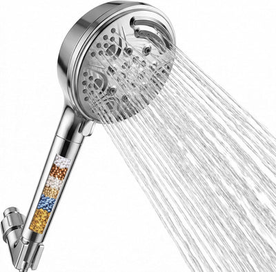 Cabezal ducha 9 modos filtrado presión alta manguera acero inox