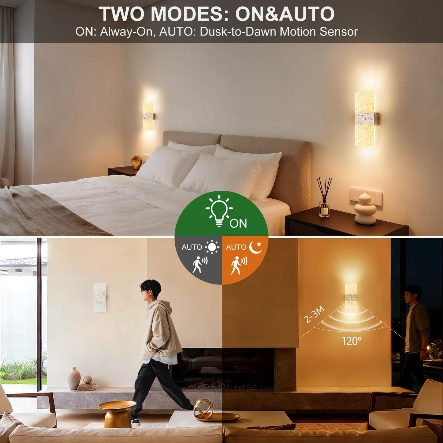 Luz sensor movimiento pared recargable 2600mAh