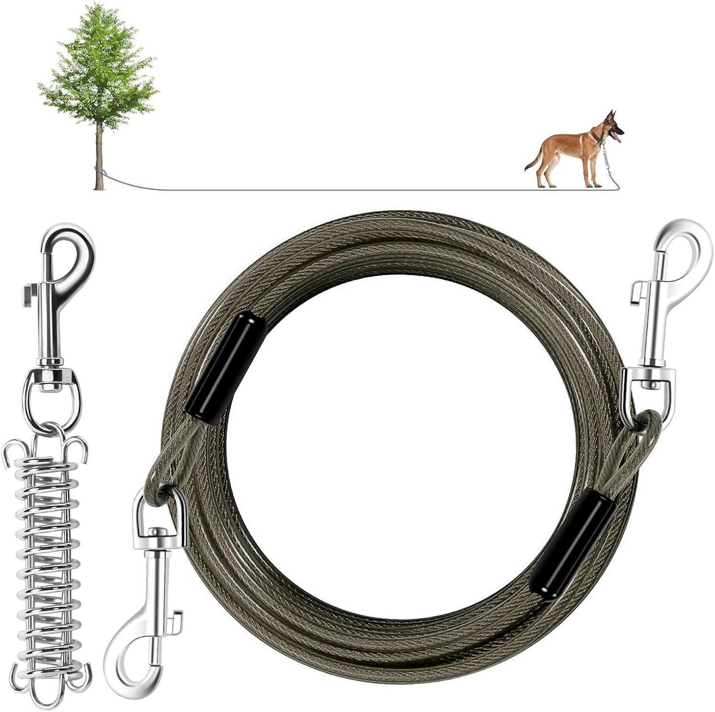Cable amarre perro 30ft resorte desmontable patio camping