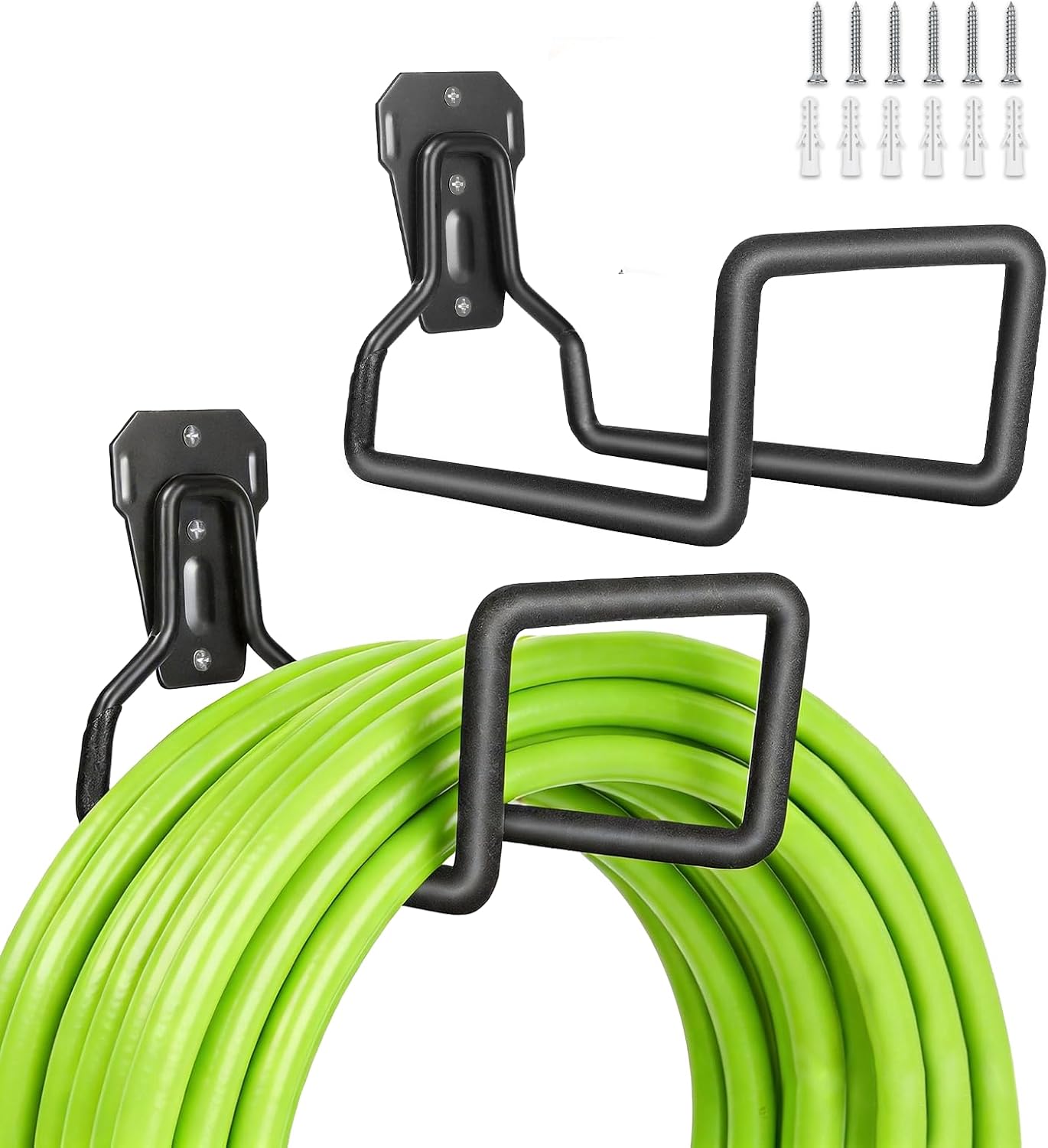 2 Soportes manguera pared metal resistente patio