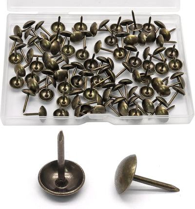 100 Tachuelas Tapicería Bronce 0.433x0.630pulg Con Caja Plástico
