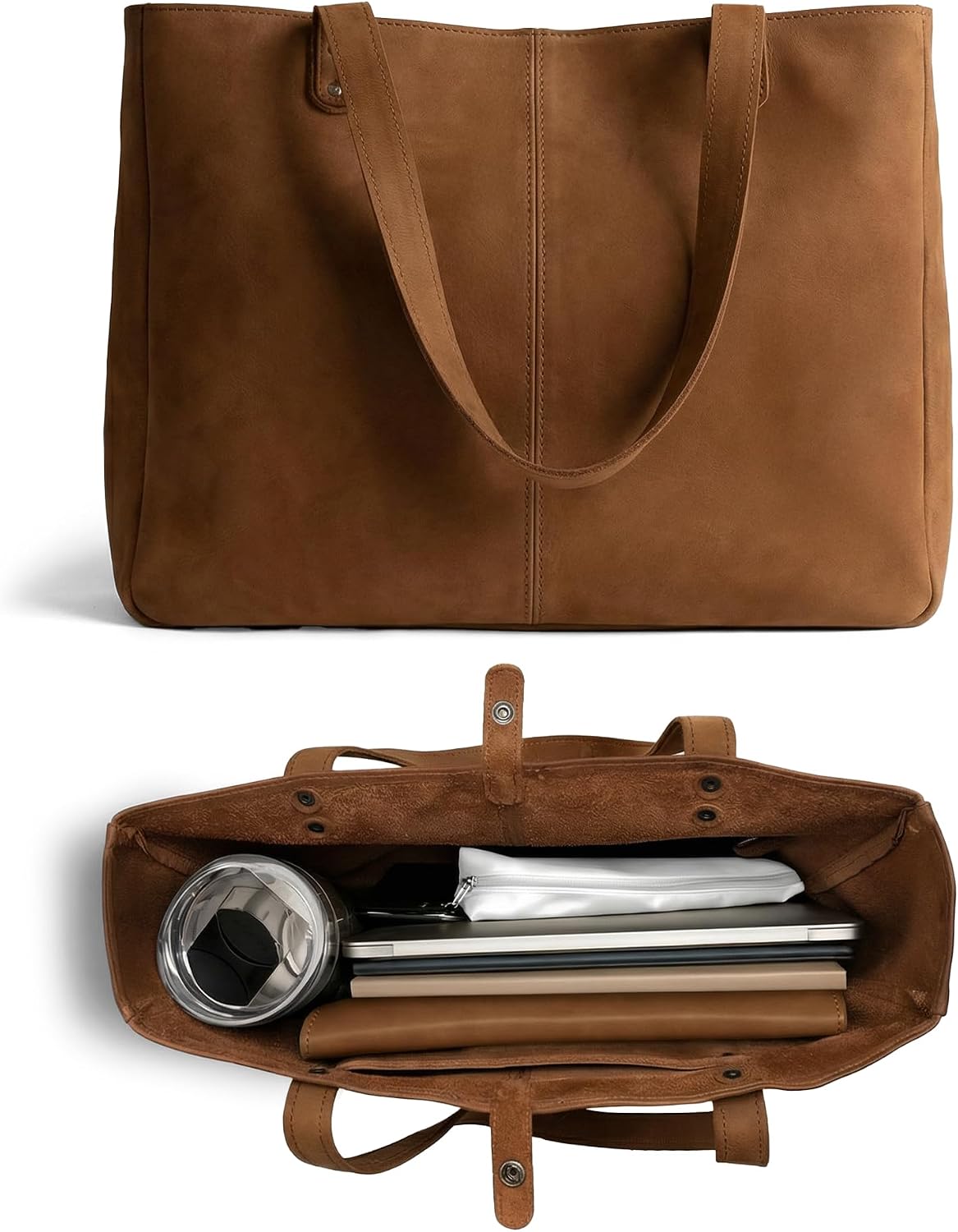 Bolso de mano cuero mujer para trabajo y laptop