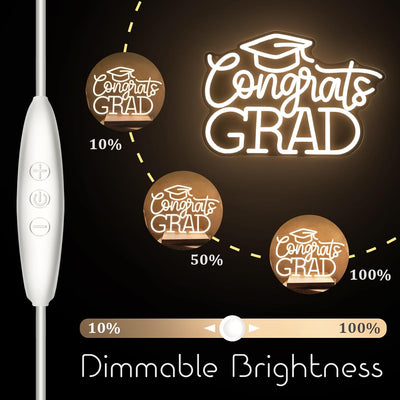Letrero neón Congrats Grad con luz LED USB blanca cálida