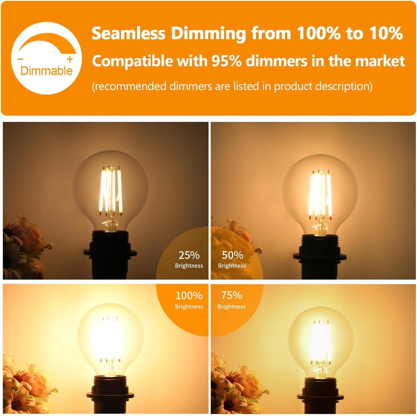 Bombillas LED G25 filamento Edison 1200lm 2700K